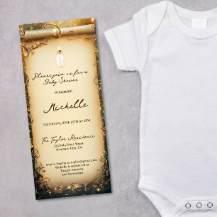 Niedliche Whimsical Enchanted Forest Scroll Babydu Einladung