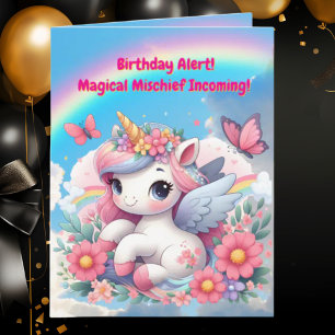 Niedliche Whimsical Floral Unicorn Girly Kindergeb Karte