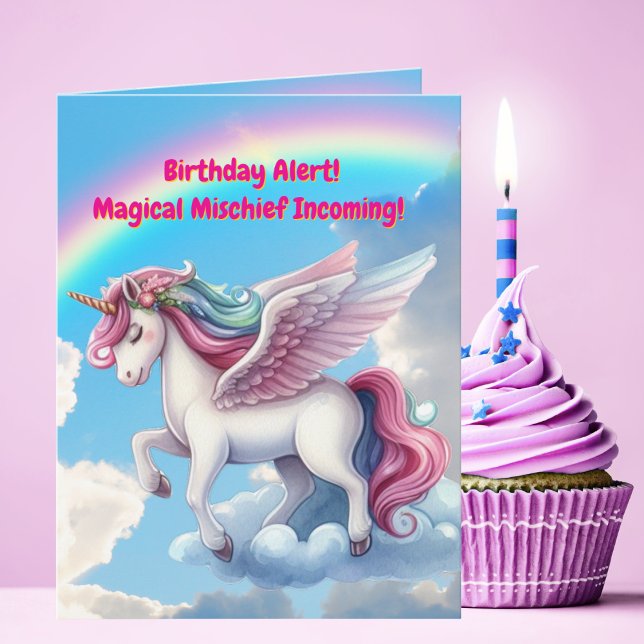 Niedliche Whimsical Floral Unicorn Girly Kindergeb Karte (Von Creator hochgeladen)