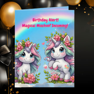 Niedliche Whimsical Floral Unicorn Girly Kindergeb Karte