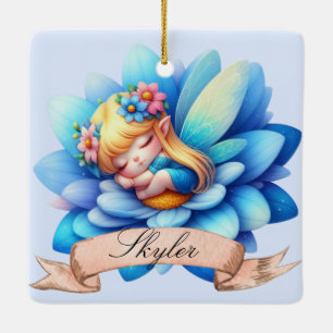 Niedliche whimsical florale süße Träume schlafende Keramikornament