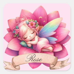 Niedliche whimsical florale Süße Träume Schlafende Quadratischer Aufkleber