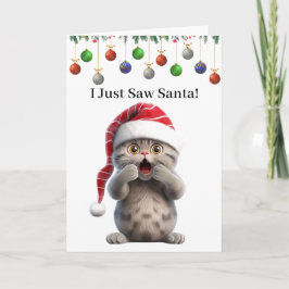 Niedliche Whimsical Funny Cat Weihnachtskarte Karte