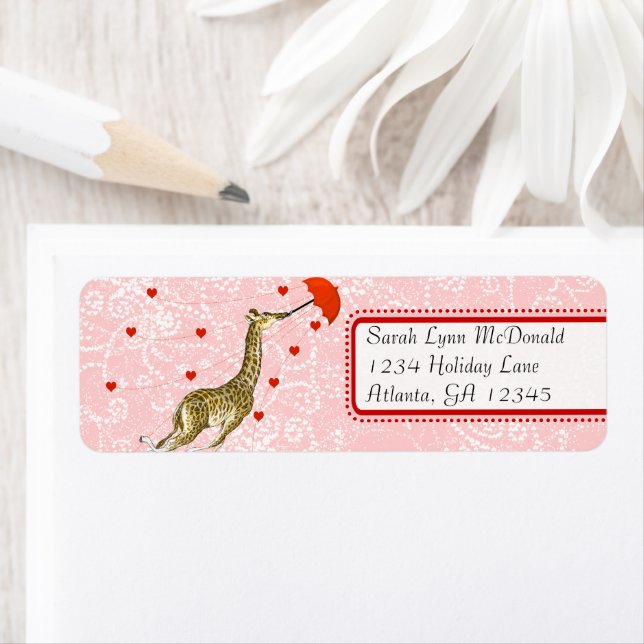 Niedliche Whimsical Giraffe Rosa Punkte & Herzen (Insitu)