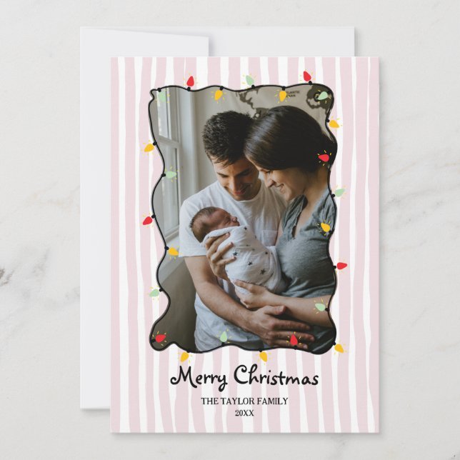 Niedliche Whimsical Hand Drawn Frohe Weihnachts-Fo Einladung (Vorderseite)