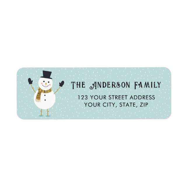 Niedliche Whimsical Happy Lächeln Snowman Adresse (Vorne)