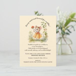 Niedliche Whimsical Little Mouse in Garden Baby Du Einladung