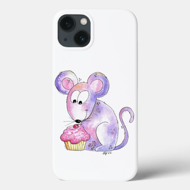 Niedliche whimsical Maus mit einem Cupcake Case-Mate iPhone Hülle (Rückseite)