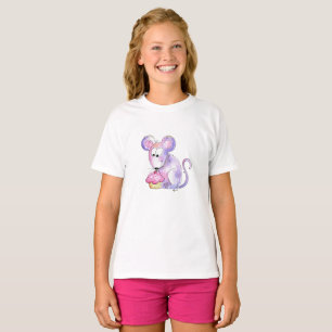 Niedliche whimsical Maus mit einem Cupcake T-Shirt