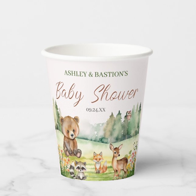 Niedliche Whimsical Neutral Woodland Animal Baby D Pappbecher (Vorderseite)
