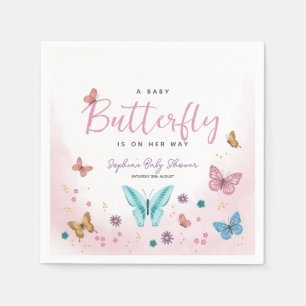 Niedliche Whimsical Pink Butterfly Girls Babydusch Serviette