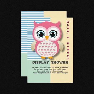 Niedliche Whimsical Pink Owl Babydusche Begleitkarte