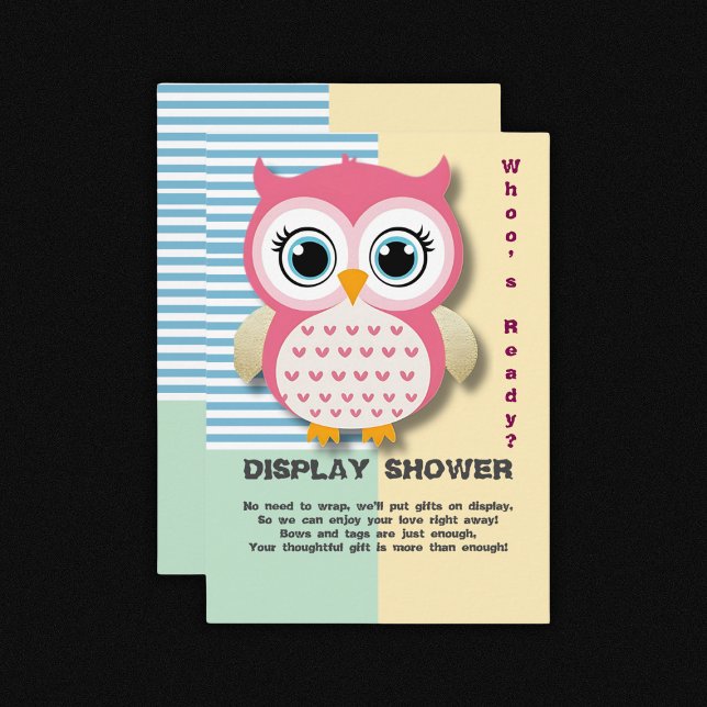 Niedliche Whimsical Pink Owl Babydusche Begleitkarte (Von Creator hochgeladen)