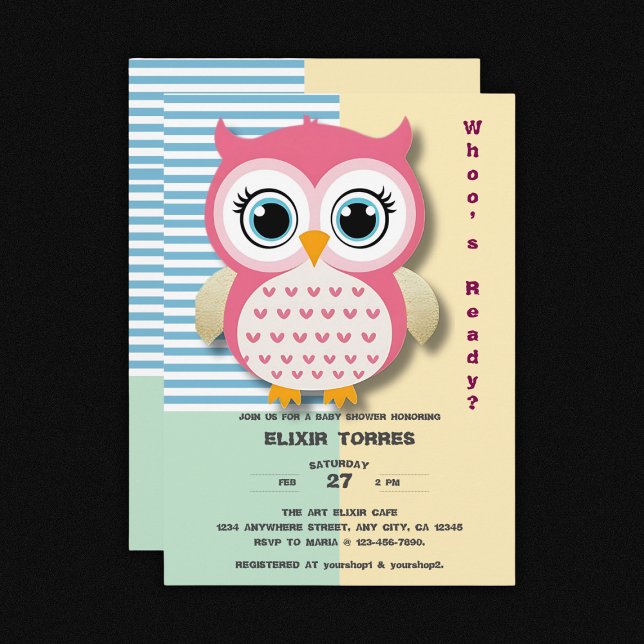 Niedliche Whimsical Pink Owl Babydusche Einladung (Von Creator hochgeladen)