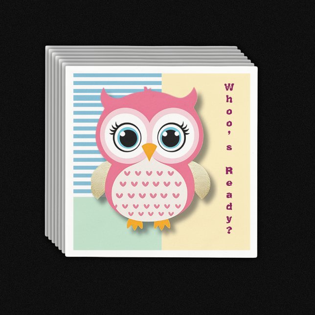 Niedliche Whimsical Pink Owl Babydusche Serviette (Von Creator hochgeladen)