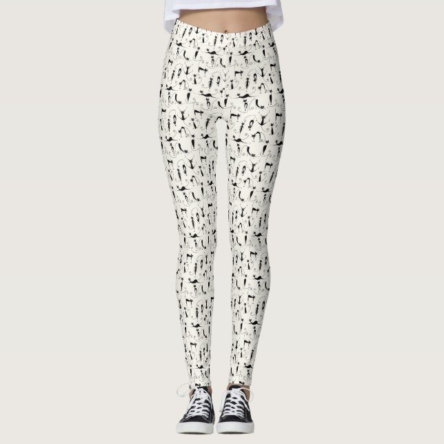 Niedliche Whimsical Playful Slinky Black Cats Leggings (Vorderseite)