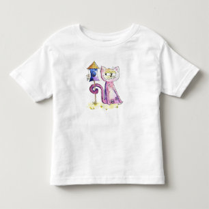 Niedliche Whimsical Sneaky Cat mit Birdhouse Kleinkind T-shirt
