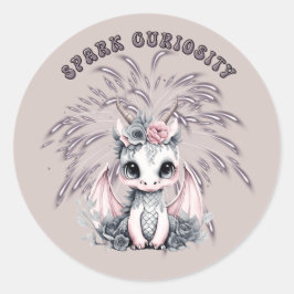 Niedliche Whimsical "Spark Curiosity" Kleiner Drac Runder Aufkleber