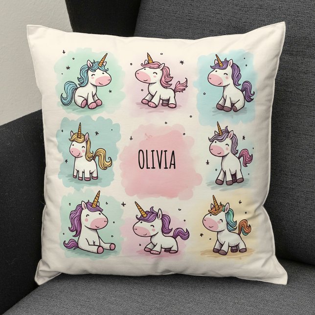 Niedliche Whimsical Unicorn Doodles Kissen (Von Creator hochgeladen)