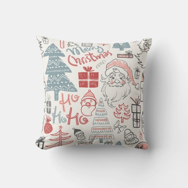 Niedliche Whimsical Weihnachtsbaummuster Rosa Kissen (Vorderseite)
