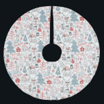 Niedliche Whimsical Weihnachtsbaummuster Rosa Polyester Weihnachtsbaumdecke<br><div class="desc">Dieser niedliche Weihnachtsbaumrock weist ein lustiges skurriles Muster von Santa-Illustrationen,  Bäumen auf und präsentiert sich in Rosa,  Rot und aquamarin.</div>