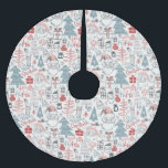 Niedliche Whimsical Weihnachtsbaummuster Rosa Polyester Weihnachtsbaumdecke<br><div class="desc">Dieser niedliche Weihnachtsbaumrock weist ein lustiges skurriles Muster von Santa-Illustrationen,  Bäumen auf und präsentiert sich in Rosa,  Rot und aquamarin.</div>