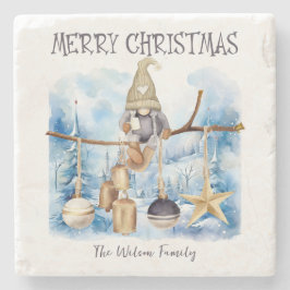 Niedliche Whimsical Winter Lady Gnome Frohe Weihna Steinuntersetzer