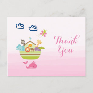 Niedliche Whimsical Zoo Animal Ark Baby Dusche Dan Postkarte