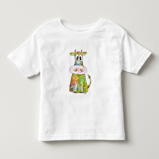 Niedliche Whimsikfarbene Kuh Kleinkind T-shirt (Vorderseite)