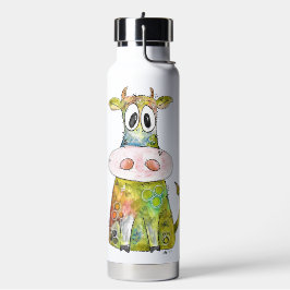 Niedliche Whimsikfarbene Kuh Trinkflasche