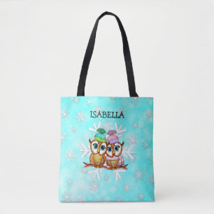 Niedliche whimsikfarbene Owls Personalisiert Tasche