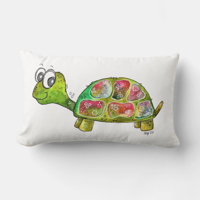 Niedliche Whimsikfarbene Schildkröte Lendenkissen (Vorderseite)
