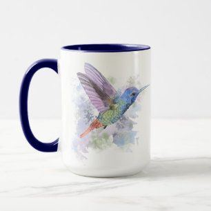 Niedliche Whimsikraut Hummingbird Bird Wasserfarbe Tasse