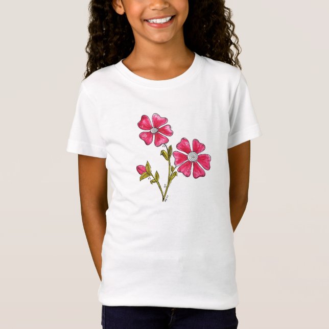 Niedliche Whimsikrosa Blume T-Shirt (Vorderseite)