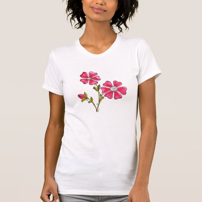 Niedliche Whimsikrosa Blume T-Shirt (Vorderseite)