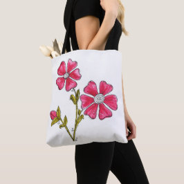 Niedliche Whimsikrosa Blume Tasche