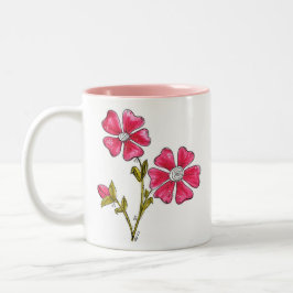 Niedliche Whimsikrosa Blume Zweifarbige Tasse