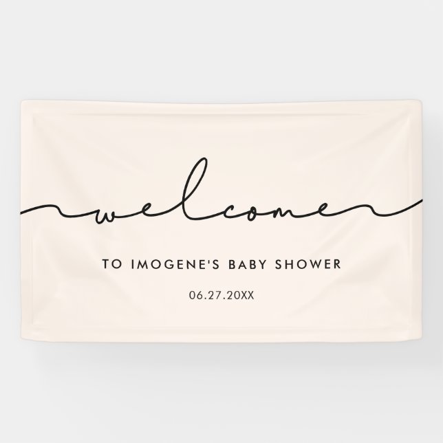 Niedliche Whimsikskripte Kinderdusche Willkommen Banner (Horizontal)