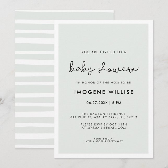 Niedliche Whimsiktypografie Kinderdusche Einladung (Vorne/Hinten)