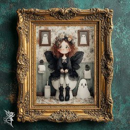 Niedliche Whimsischer Halloween Fairy and Ghost Ar Poster