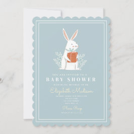 Niedliche White Bunny Blue Babydusche Einladung