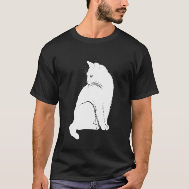 Niedliche White Cat Kitten Graphic T-Shirt (Vorderseite)
