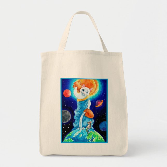 Niedliche White Cat Water Goddess Totbeutel Tragetasche (Vorne)