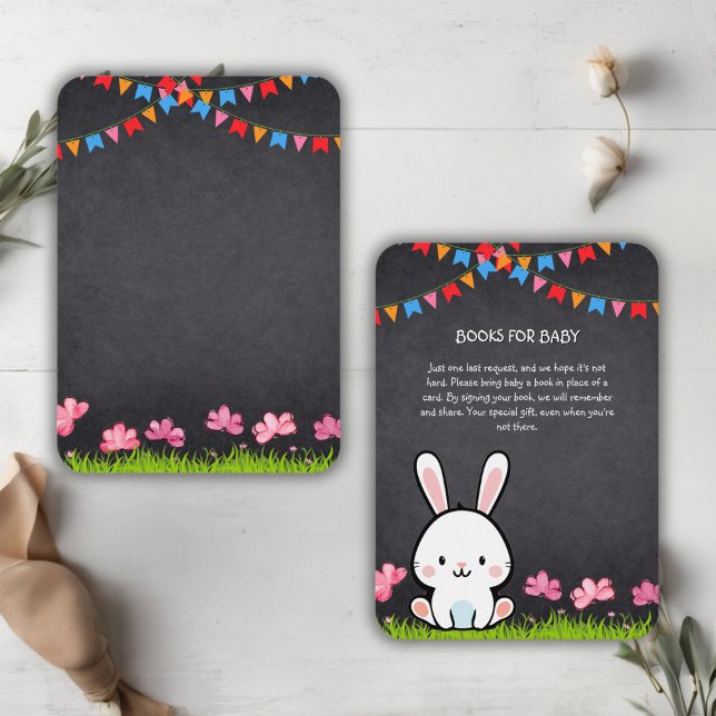 Niedliche White Chalkboard Bunny Baby Dusche Begleitkarte (Von Creator hochgeladen)