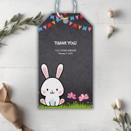 Niedliche White Chalkboard Bunny Baby Dusche Geschenkanhänger