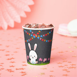 Niedliche White Chalkboard Bunny Baby Dusche Pappbecher