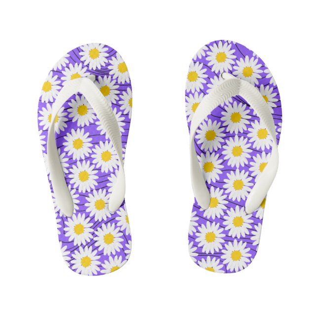 Niedliche White Chamomile Lila Girl Flip Flops (Fußbett)