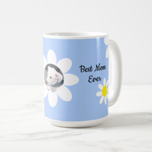 Niedliche White Daisis Best Mama Round Foto of Dog Kaffeetasse