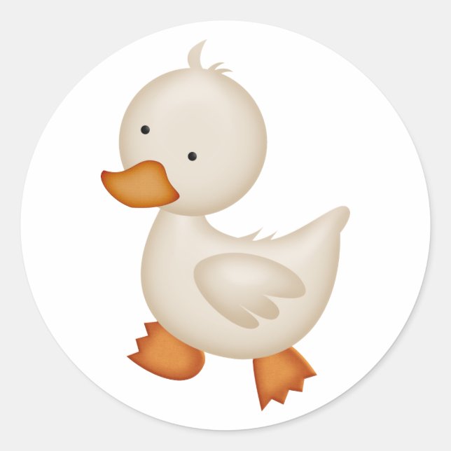 Niedliche White Duck Runder Aufkleber (Vorderseite)