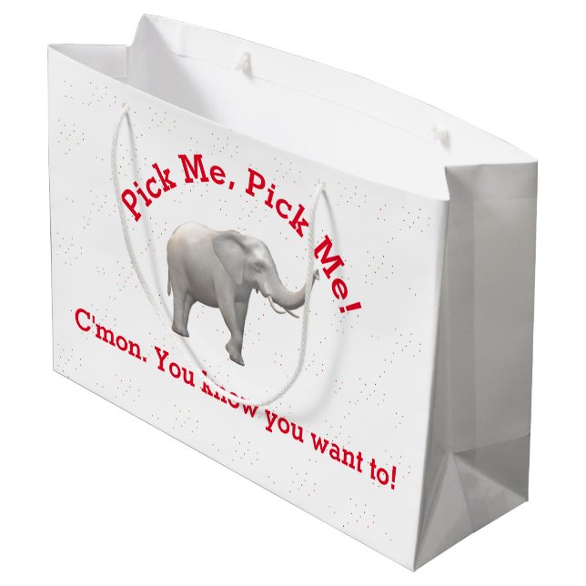 Niedliche White Elephant-Geschenktasche Große Geschenktüte (Rückseite Schrägansicht)